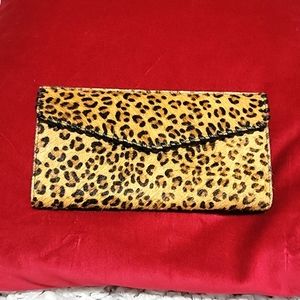Cow hide leopard print wallet